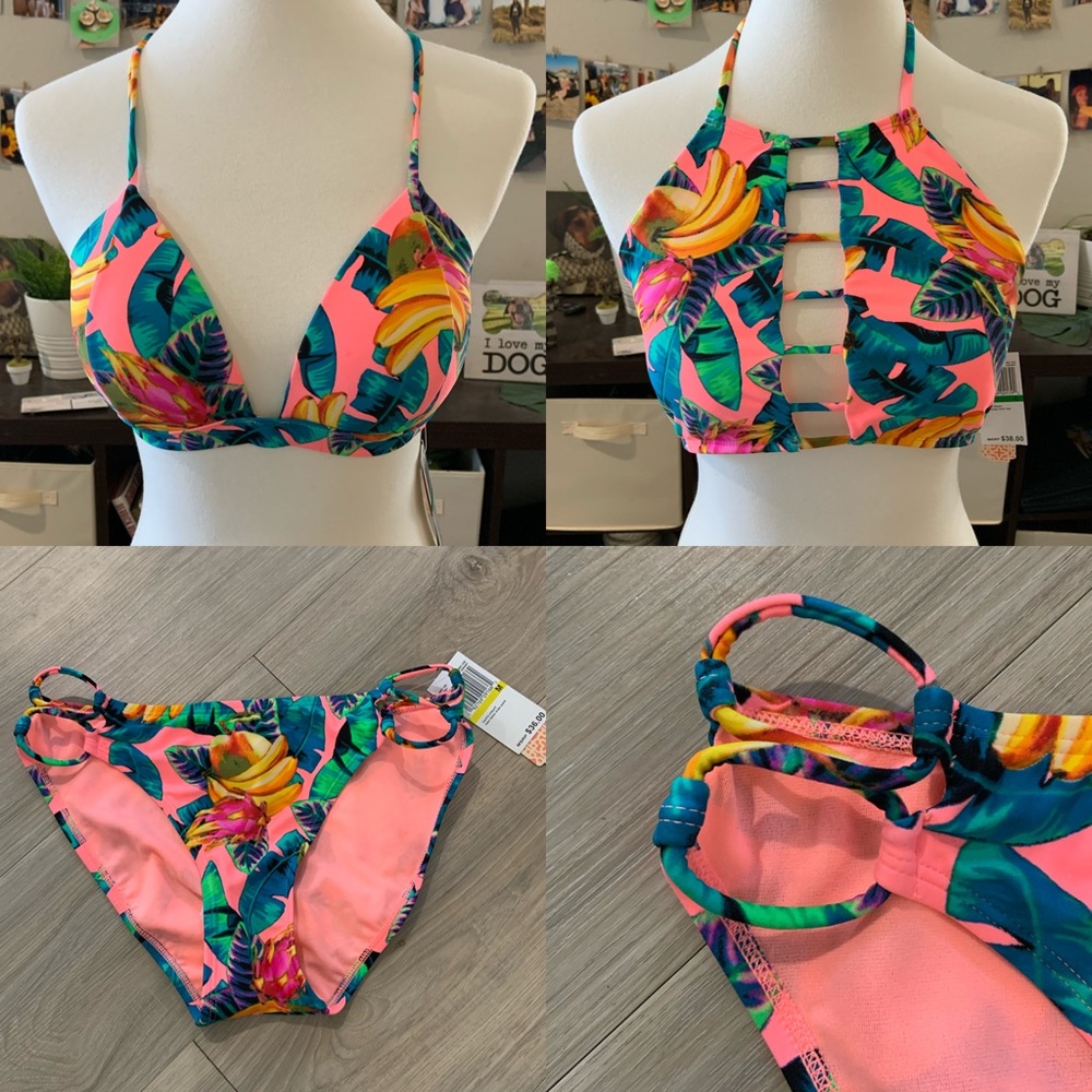 Bikini Bundle! Tropical pink push up brand new